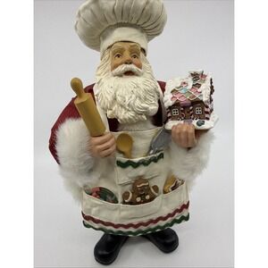 Clothique Santa Baker Christmas Figure Gingerbread House And Baking Tools 11"
